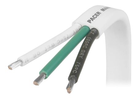 Pacer White Triplex Cable - 14 3 AWG - Black Green White - Sold by the Foot [W14 3-FT] Hot on Sale