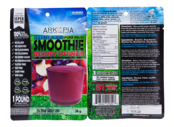 Arkopia Freeze Dried Smoothie Berry Power 56G For Sale